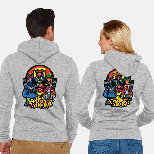 The X-Puppet Show-Unisex-Zip-Up-Sweatshirt-jrberger