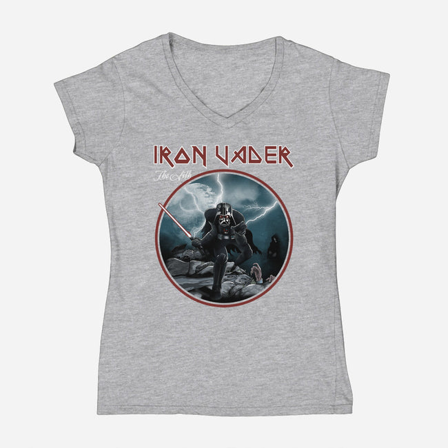 Iron Vader-Womens-V-Neck-Tee-retrodivision