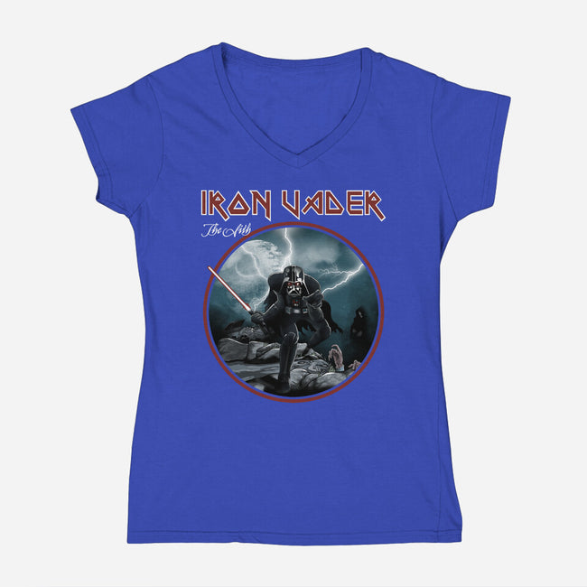 Iron Vader-Womens-V-Neck-Tee-retrodivision