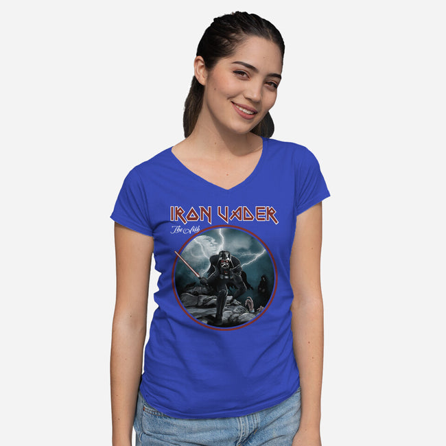 Iron Vader-Womens-V-Neck-Tee-retrodivision