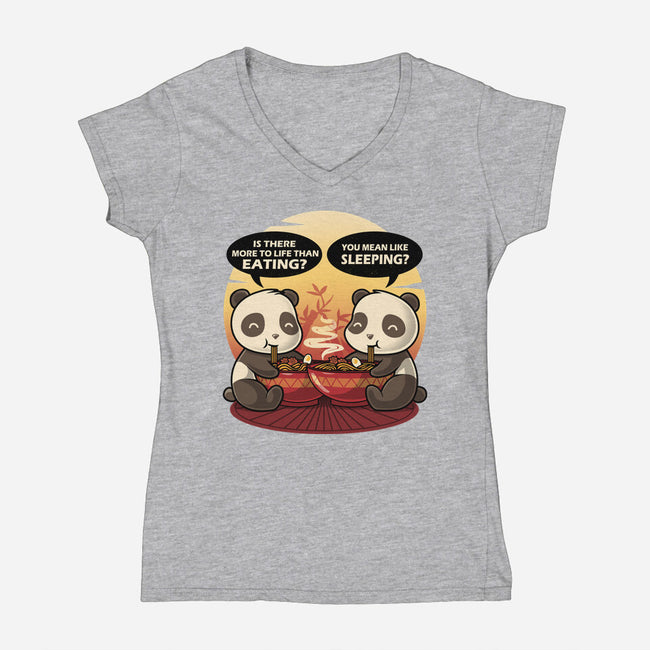 Panda Life-Womens-V-Neck-Tee-erion_designs