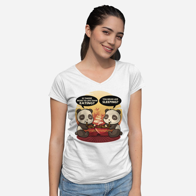 Panda Life-Womens-V-Neck-Tee-erion_designs