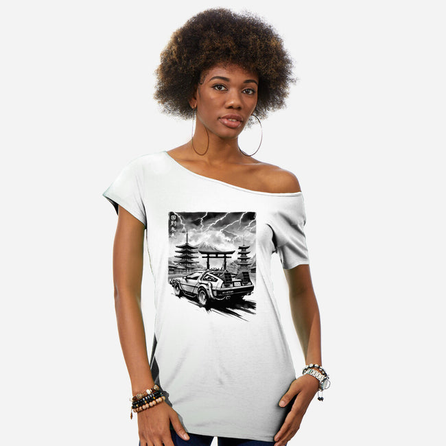 Back To The Japan Temple-Womens-Off Shoulder-Tee-DrMonekers