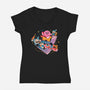 Pink Blob Game-Womens-V-Neck-Tee-Arigatees