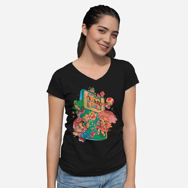 Plumber Game-Womens-V-Neck-Tee-Arigatees