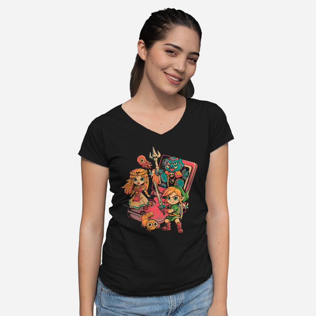 Brave Game-Womens-V-Neck-Tee-Arigatees