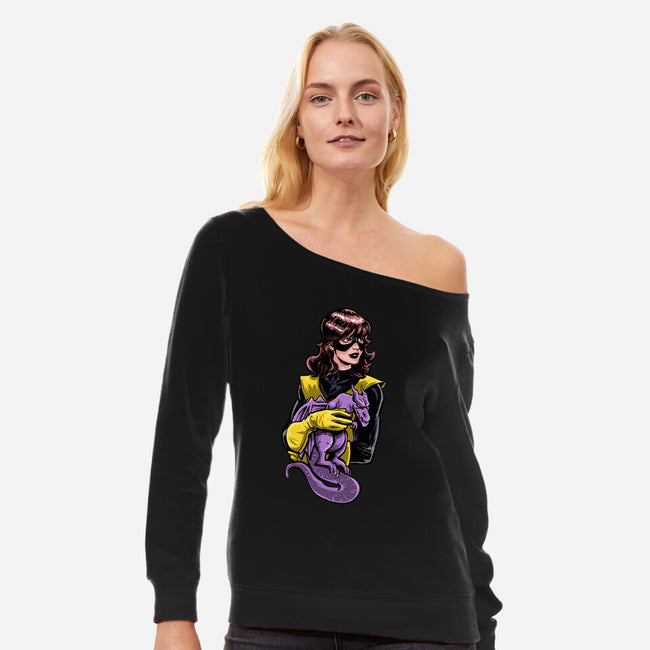 The Lady With A Dragon-Womens-Off Shoulder-Sweatshirt-zascanauta