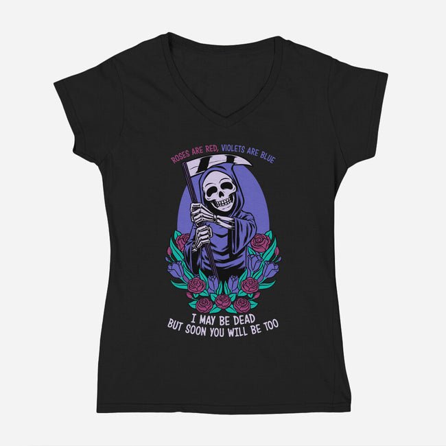 Death Flowers Poem-Womens-V-Neck-Tee-Studio Mootant