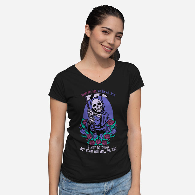 Death Flowers Poem-Womens-V-Neck-Tee-Studio Mootant