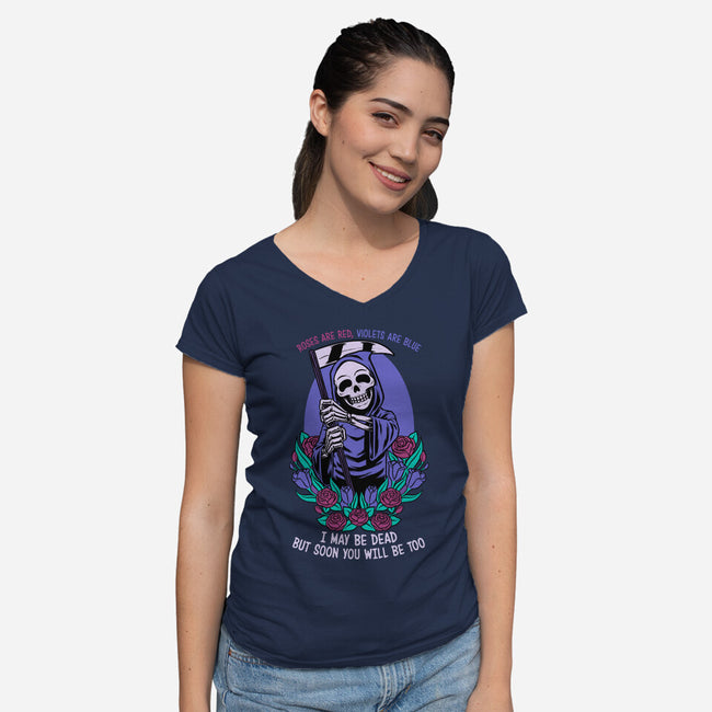 Death Flowers Poem-Womens-V-Neck-Tee-Studio Mootant