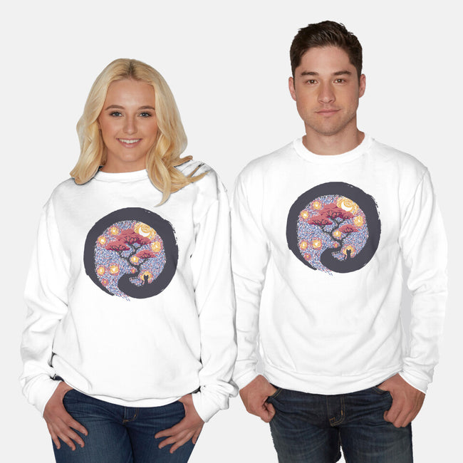 Sumie Starry Night Cat-Unisex-Crew Neck-Sweatshirt-tobefonseca