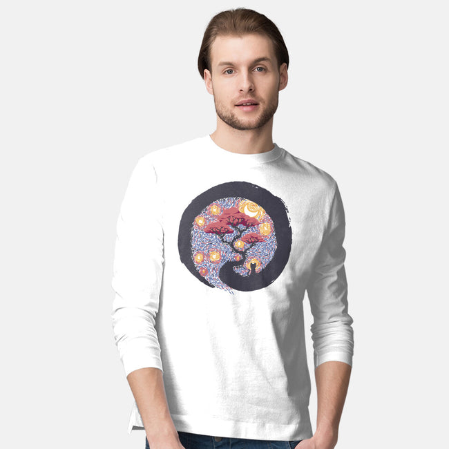 Sumie Starry Night Cat-Mens-Long Sleeved-Tee-tobefonseca