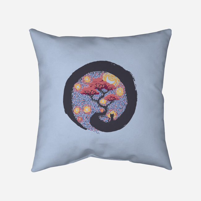 Sumie Starry Night Cat-None-Non-Removable Cover w Insert-Throw Pillow-tobefonseca