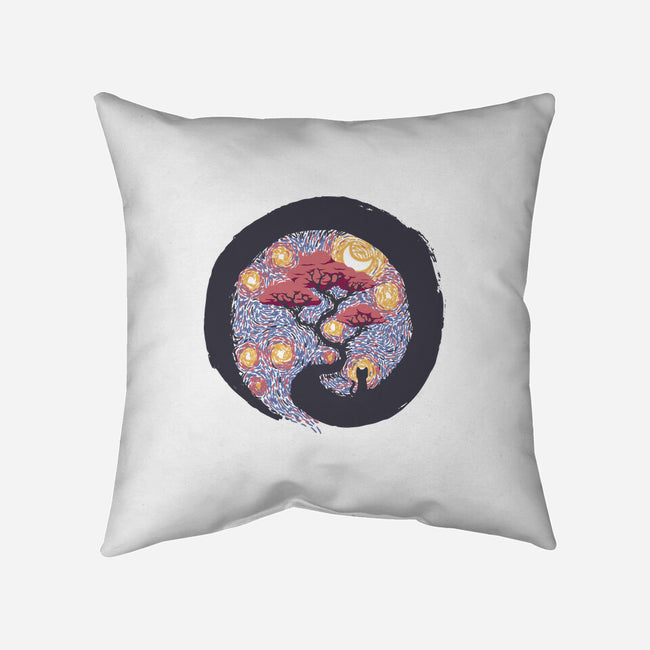 Sumie Starry Night Cat-None-Removable Cover-Throw Pillow-tobefonseca