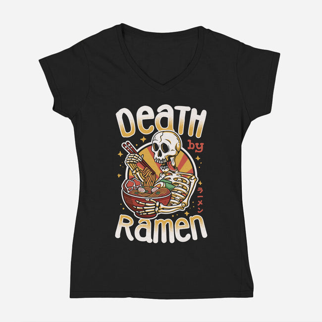 Death By Ramen-Womens-V-Neck-Tee-Olipop