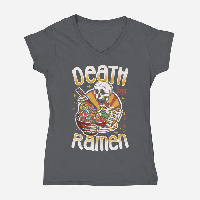 Death By Ramen-Womens-V-Neck-Tee-Olipop