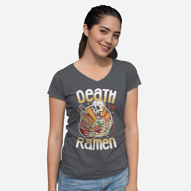 Death By Ramen-Womens-V-Neck-Tee-Olipop