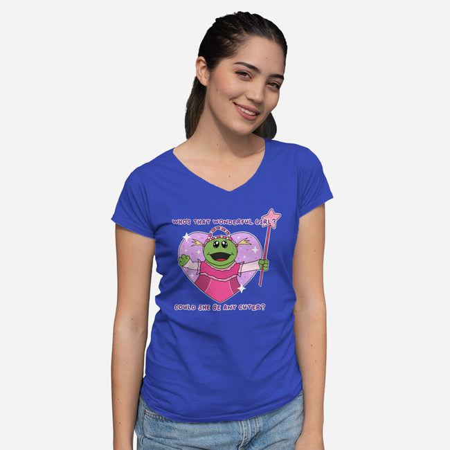 Who’s That Wonderful Girl-Womens-V-Neck-Tee-Alexhefe