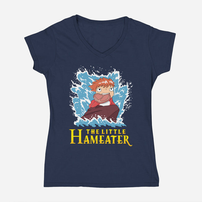 Little Hameater-Womens-V-Neck-Tee-demonigote