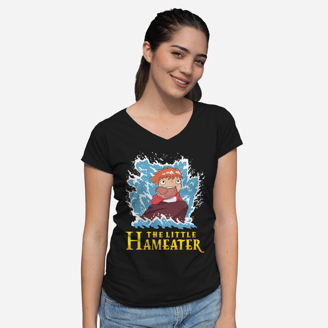 Little Hameater-Womens-V-Neck-Tee-demonigote