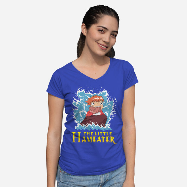 Little Hameater-Womens-V-Neck-Tee-demonigote