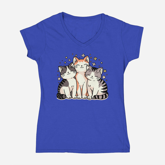 Purrfect Trio-Womens-V-Neck-Tee-fanfreak1