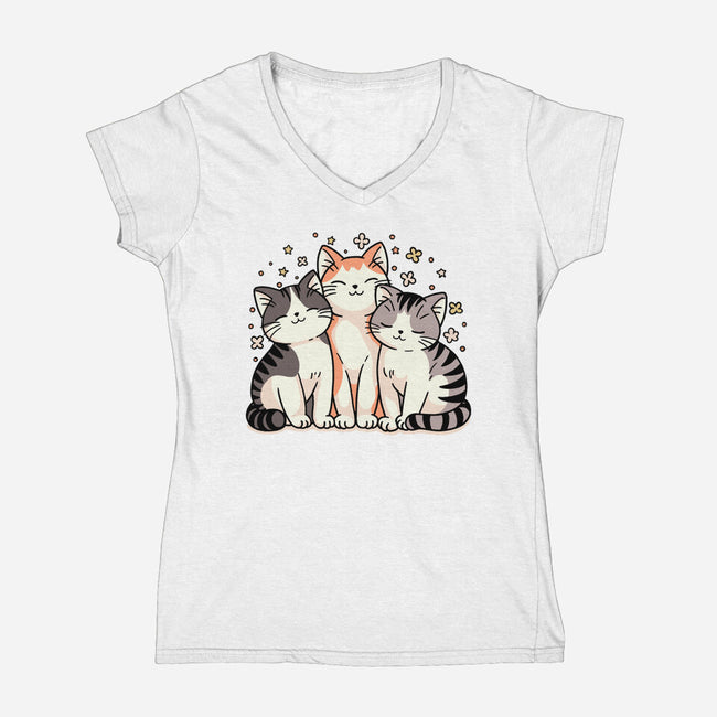 Purrfect Trio-Womens-V-Neck-Tee-fanfreak1