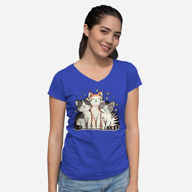 Purrfect Trio-Womens-V-Neck-Tee-fanfreak1