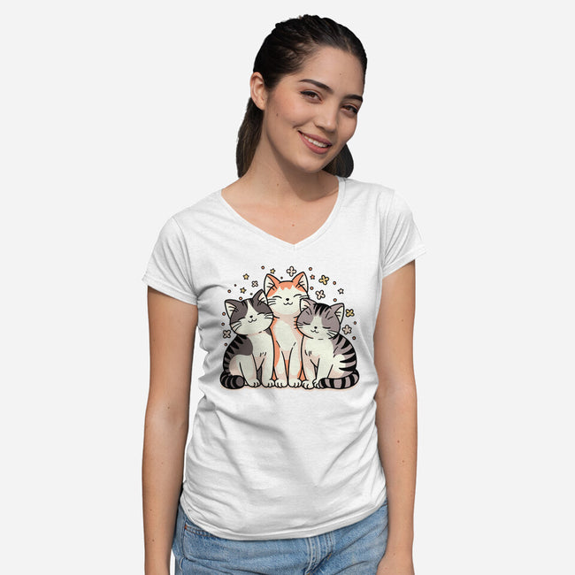 Purrfect Trio-Womens-V-Neck-Tee-fanfreak1