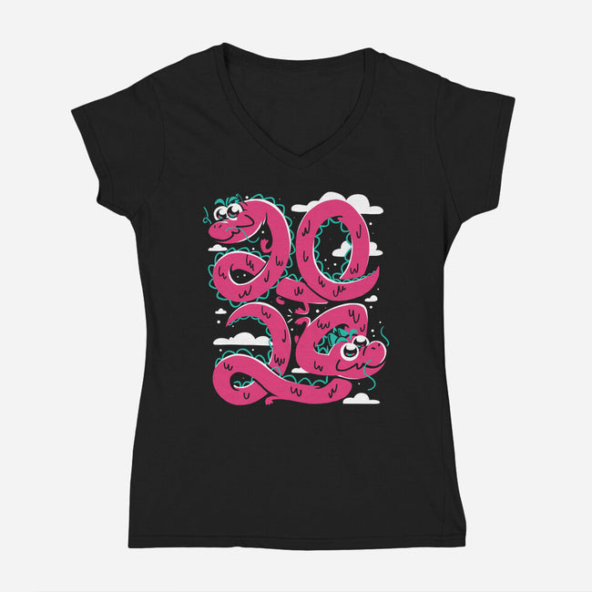 Year Of The Dragon-Womens-V-Neck-Tee-estudiofitas