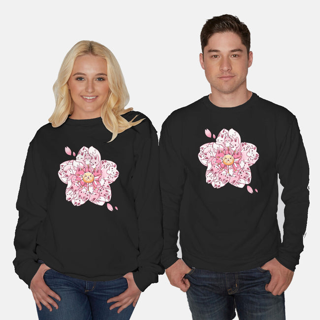 Sakura Foxes-Unisex-Crew Neck-Sweatshirt-Vallina84