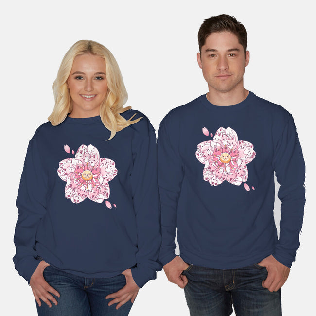 Sakura Foxes-Unisex-Crew Neck-Sweatshirt-Vallina84