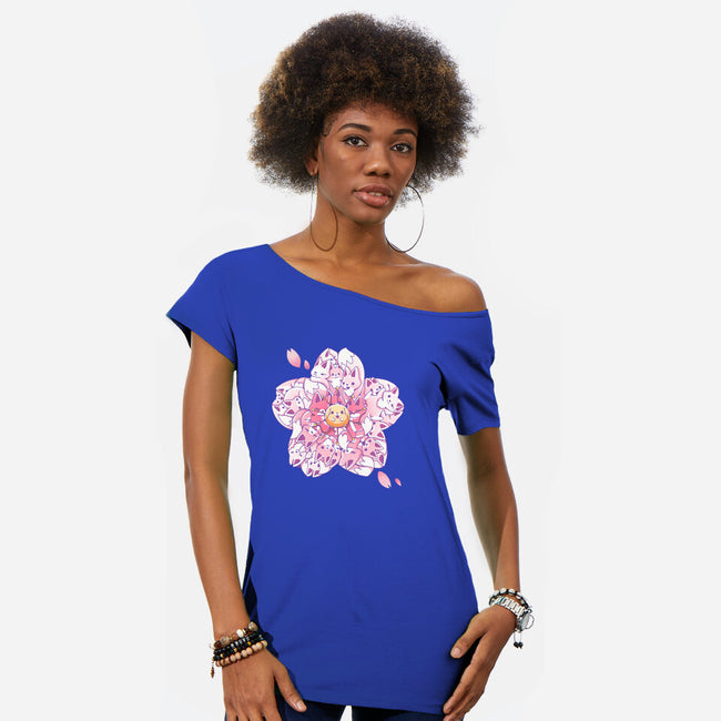 Sakura Foxes-Womens-Off Shoulder-Tee-Vallina84