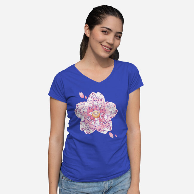 Sakura Foxes-Womens-V-Neck-Tee-Vallina84