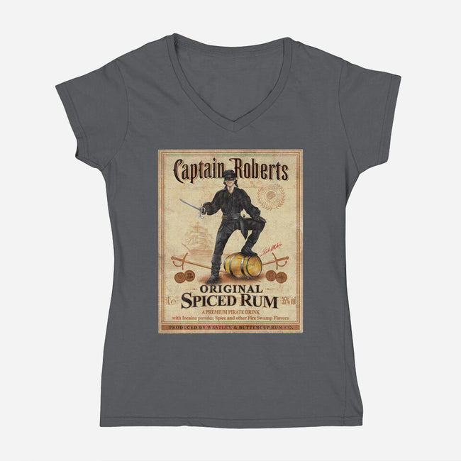 Captain Roberts Spiced Rum-Womens-V-Neck-Tee-NMdesign