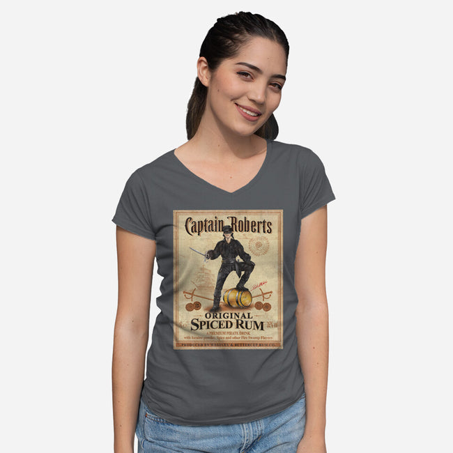 Captain Roberts Spiced Rum-Womens-V-Neck-Tee-NMdesign