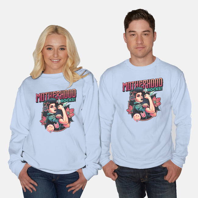 Motherhood Rocks-Unisex-Crew Neck-Sweatshirt-momma_gorilla