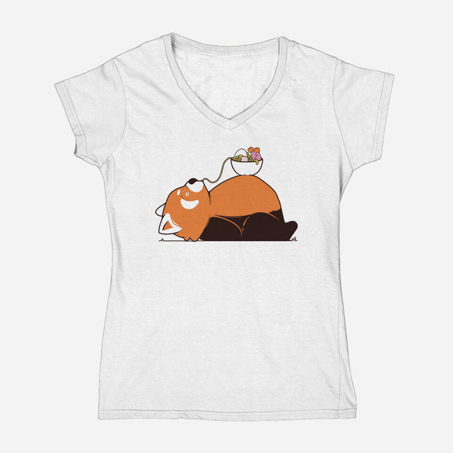 Ramen Time-Womens-V-Neck-Tee-sebasebi