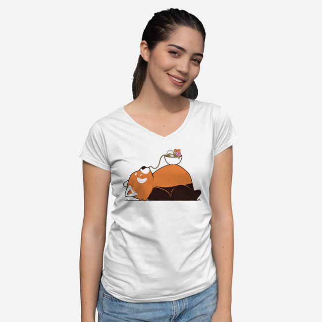 Ramen Time-Womens-V-Neck-Tee-sebasebi