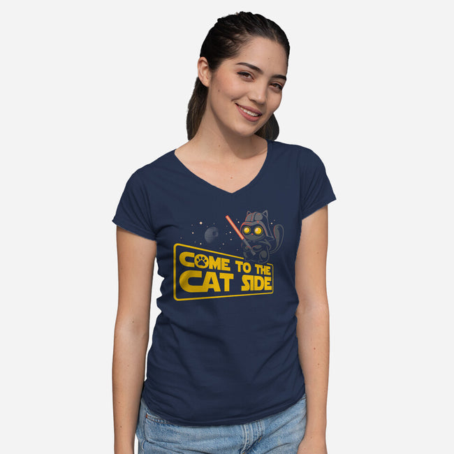 Come To The Cat Side-Womens-V-Neck-Tee-erion_designs