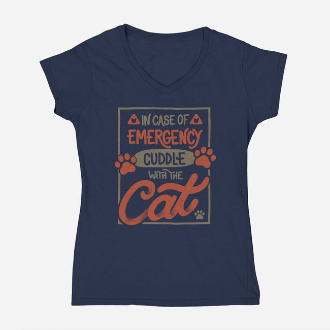 Cuddle With The Cat-Womens-V-Neck-Tee-tobefonseca