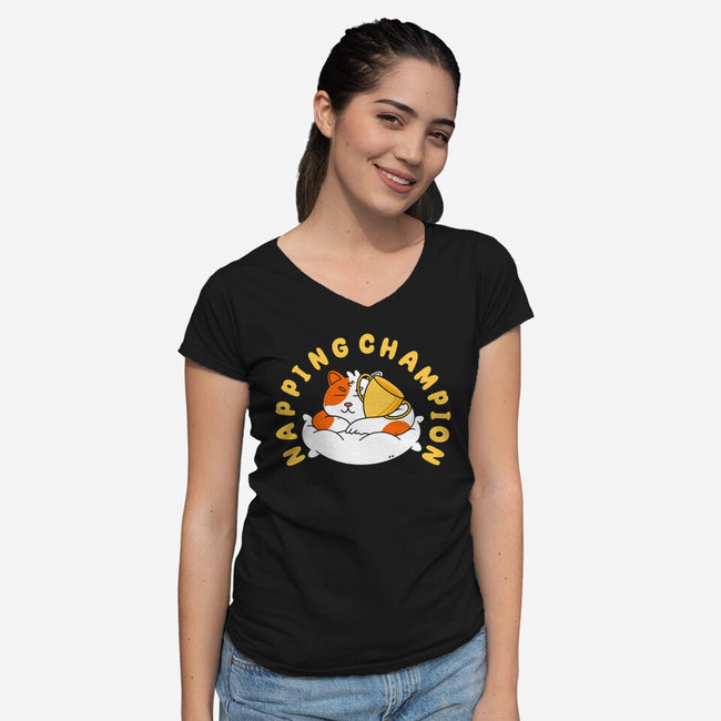 Napping Champion-Womens-V-Neck-Tee-Tri haryadi