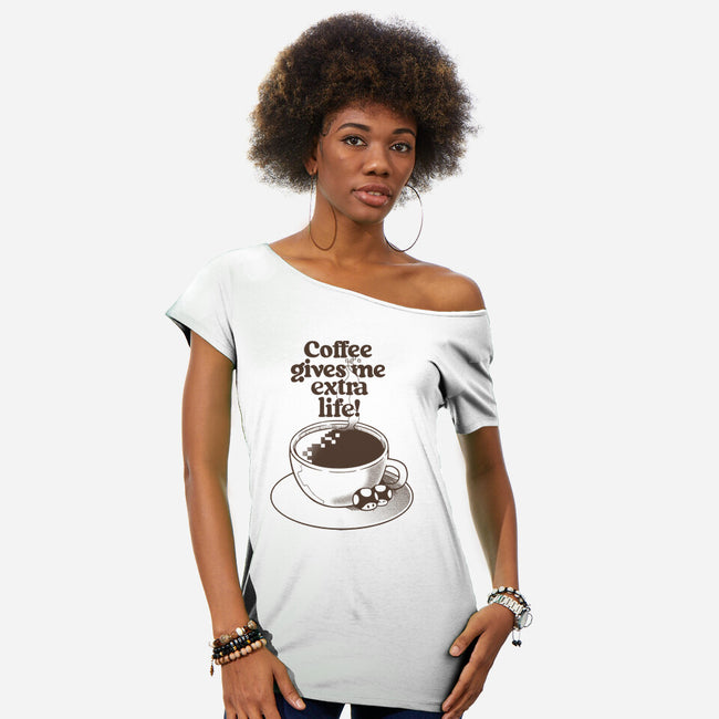 Extra Life Coffee-Womens-Off Shoulder-Tee-tobefonseca