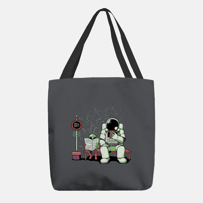 Bus Stop In Space-None-Basic Tote-Bag-tobefonseca