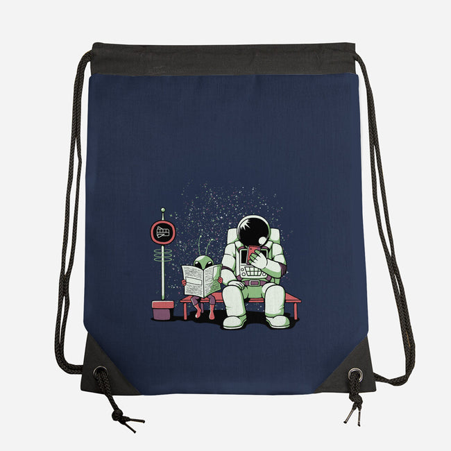 Bus Stop In Space-None-Drawstring-Bag-tobefonseca