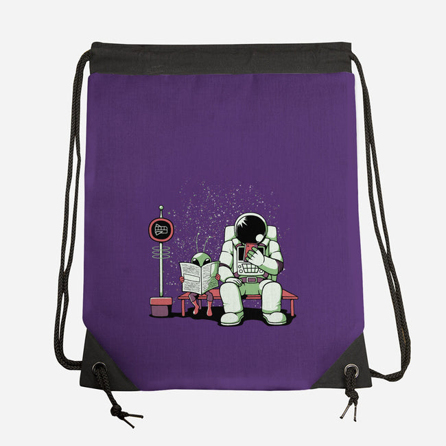 Bus Stop In Space-None-Drawstring-Bag-tobefonseca