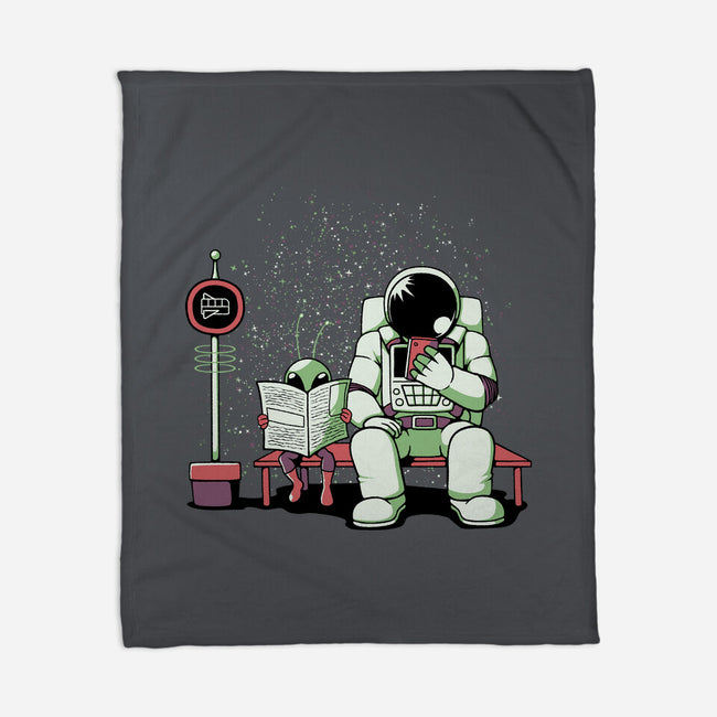 Bus Stop In Space-None-Fleece-Blanket-tobefonseca