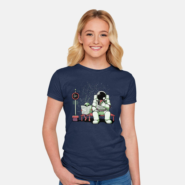 Bus Stop In Space-Womens-Fitted-Tee-tobefonseca