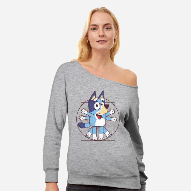 Vitruvian Dog-Womens-Off Shoulder-Sweatshirt-turborat14