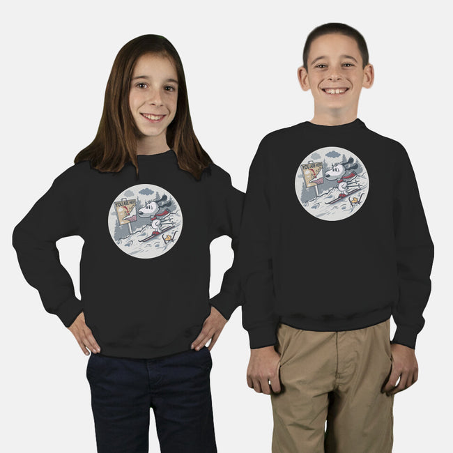 Skiing Beagle-Youth-Crew Neck-Sweatshirt-erion_designs